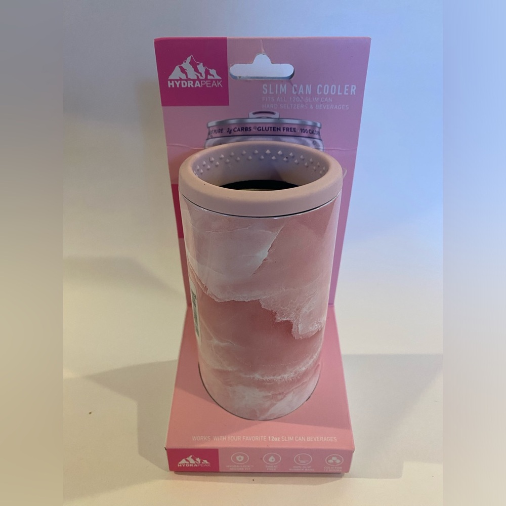 HydraPeak Slim Can Cooler Pink Marble New